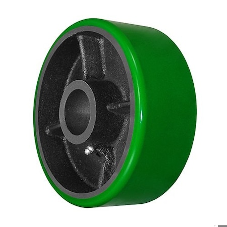 Wheel; 8X3 Polyurethane,Steel (Green,Black); 1-15/16 Plain Bore